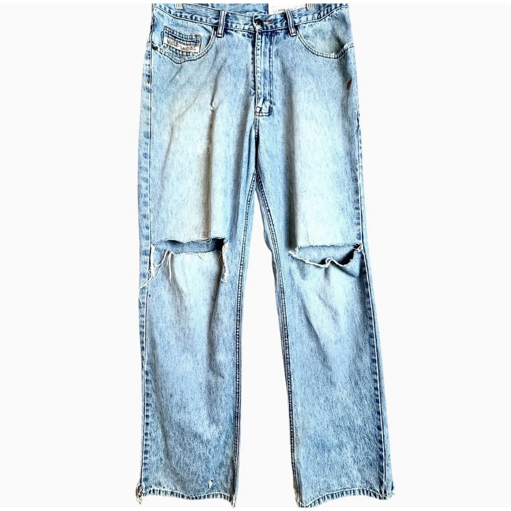 Vintage World Industries Baggy Wide Leg Distressed Jeans Skater Size 32x32